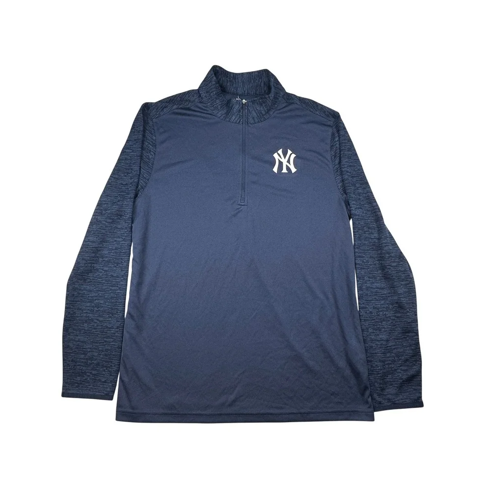 Majestic New York Yankees Cool Base Mens Large Navy Blue Quarter‎ Zip Pullover